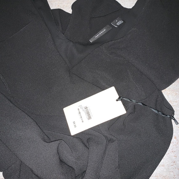 NWOT Halogen Black Tie Ruffle sleeve top Blouse - Picture 3 of 3